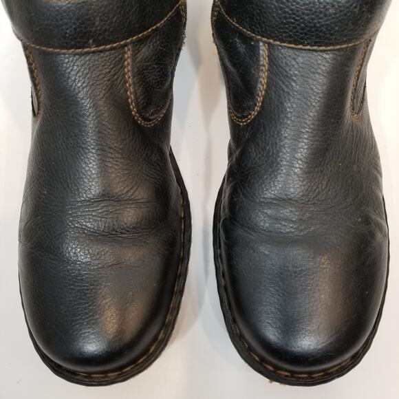 b.o.c Women's Black Pebbled Leather Flat Heel Riding Boots Size 11 - Picture 7 of 13